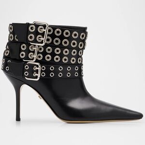 MACH & MACH Buckle Belt Leather Ankle Boots